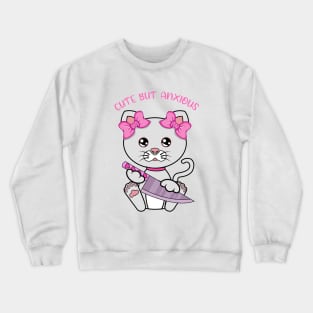 Cute bur anxious, cute cat Crewneck Sweatshirt